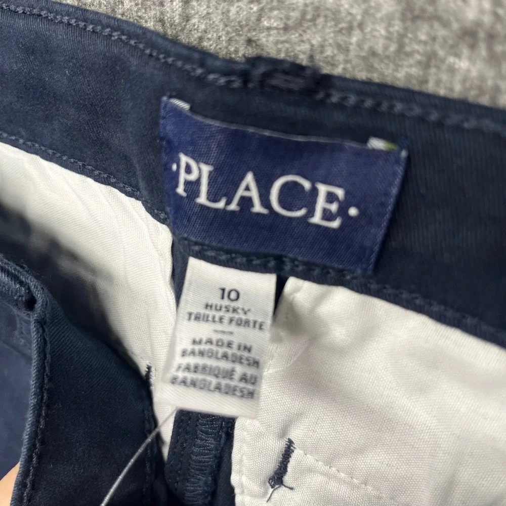 Place Chino Pants Boys 10 Husky Navy Blue The Children's Skinny Stretch NWT